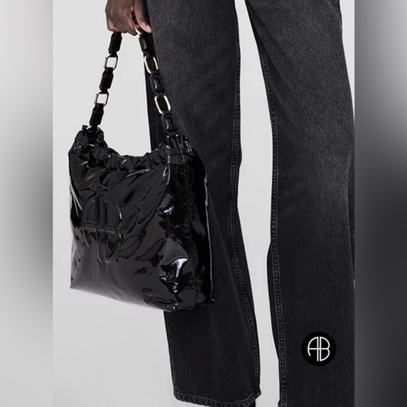 Anine Bing Kate black shoulder bag patent leather NWT and dust bag. - Picture 3 of 13